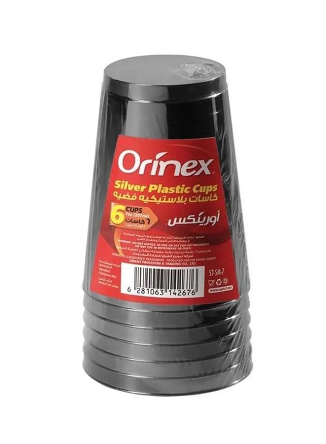 Orinex 6 Piece Plastic Cup Set Silver