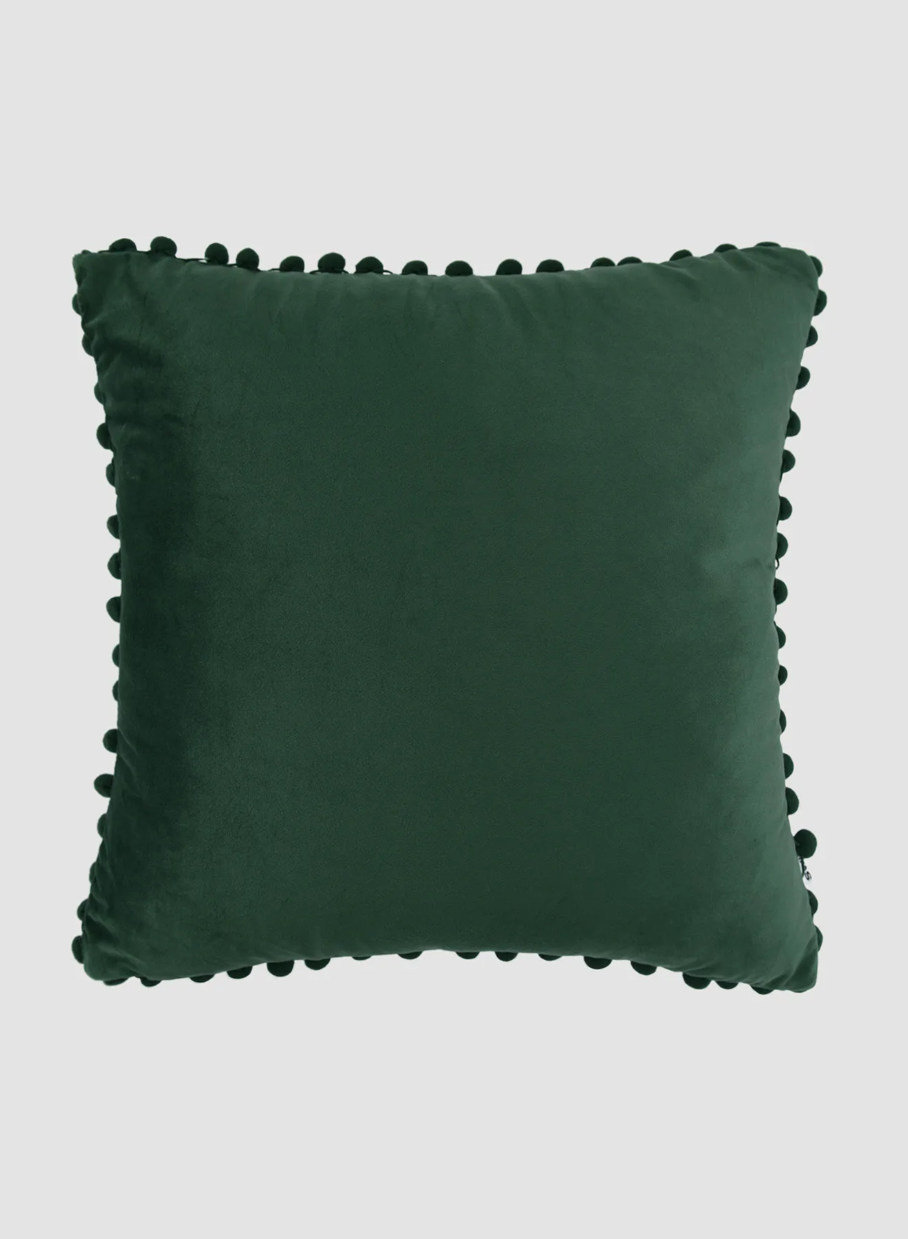 Switch Velvet Cushion  with Pom-poms, Unique Luxury Quality Decor Items for the Perfect Stylish Home Green 45 x 45cm