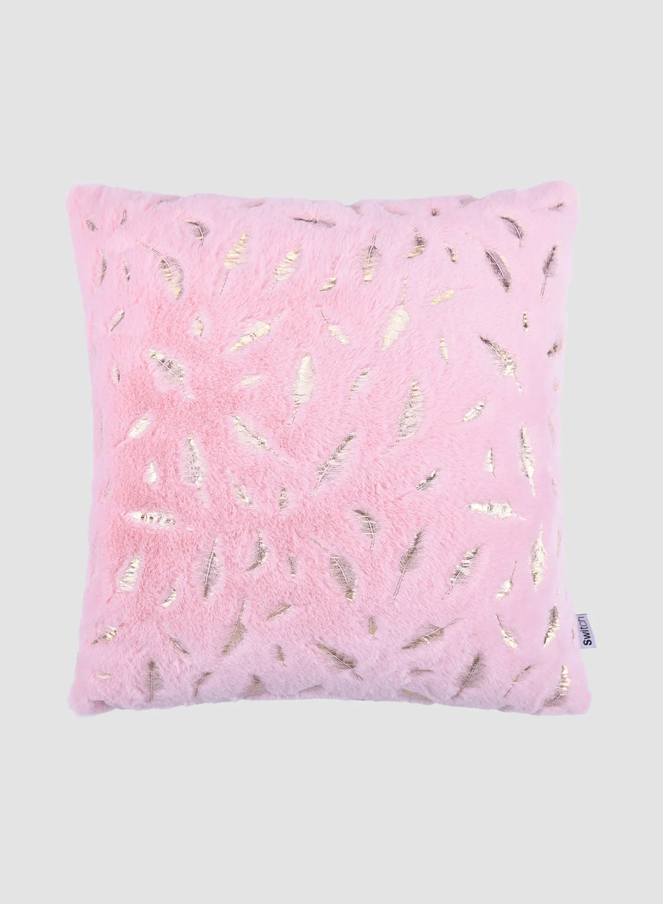 Switch Fur with Gold Feather Details, Unique Luxury Quality Decor Items for the Perfect Stylish Home Pink CUS231 45 x 45cm