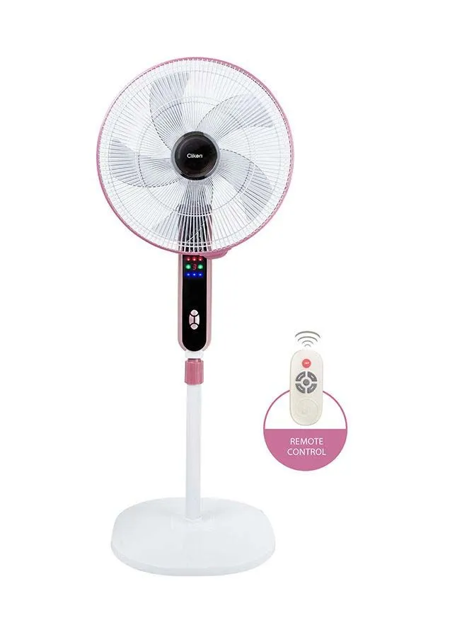 Clikon 16-Inch Pedestal Fan With Remote 45.0 W CK2816 White/Pink