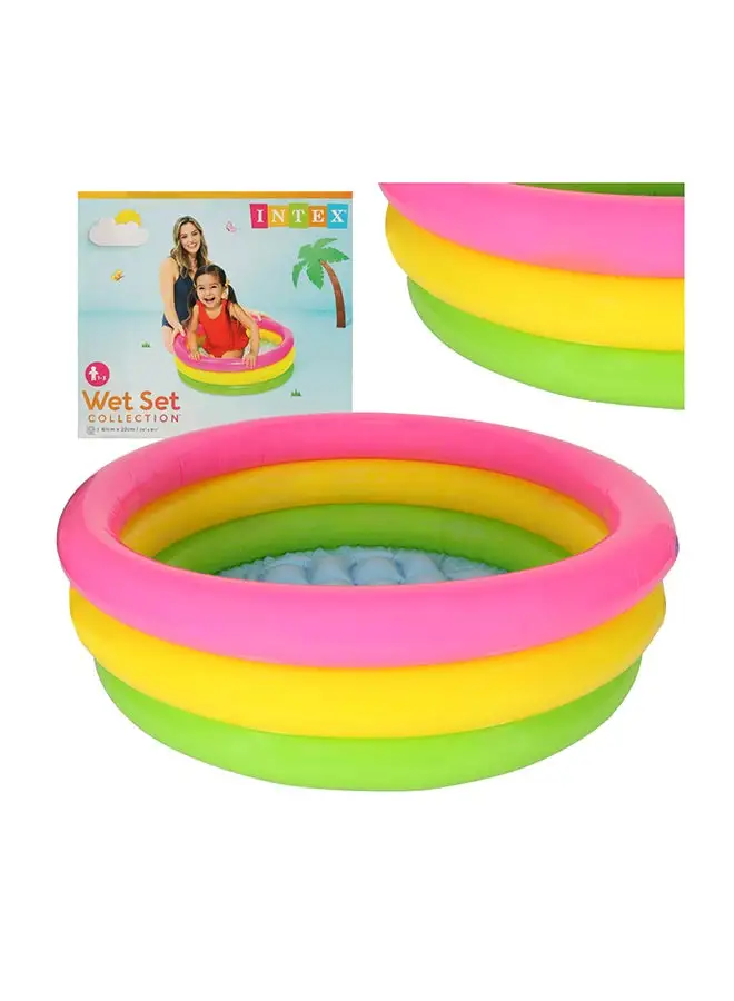 INTEX 3 Ring Rainbow Portable Inflatable Lightweight Compact Circular Swimming Pool 61x22cm