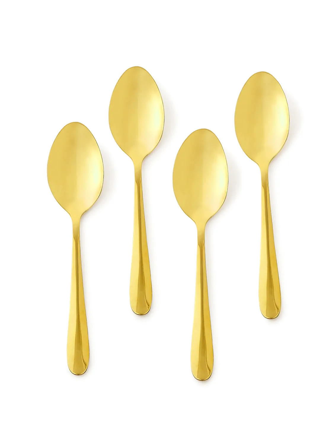 Amal 4 Piece Tablespoons Set - Made Of Stainless Steel - Silverware Flatware - Spoons - Spoon Set - Table Spoons - Serves 4 - Design Gold Daisy