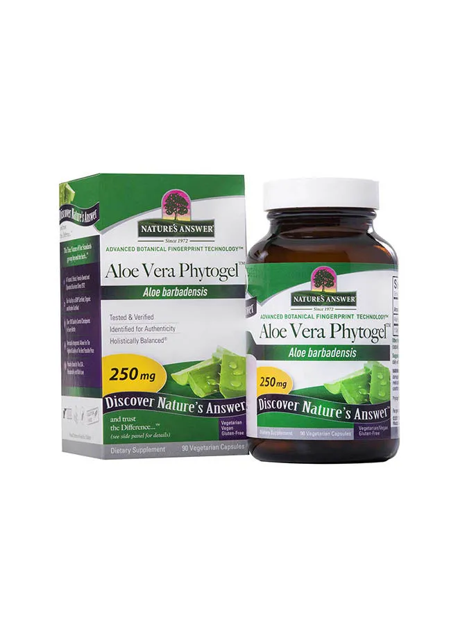 NATURE'S ANSWER Aloe Vera Phytogel | Antiseptic Healing Properties | Vegan, Non-GMO & Kosher Certified | Capsules 90 Vegetarian Capsules