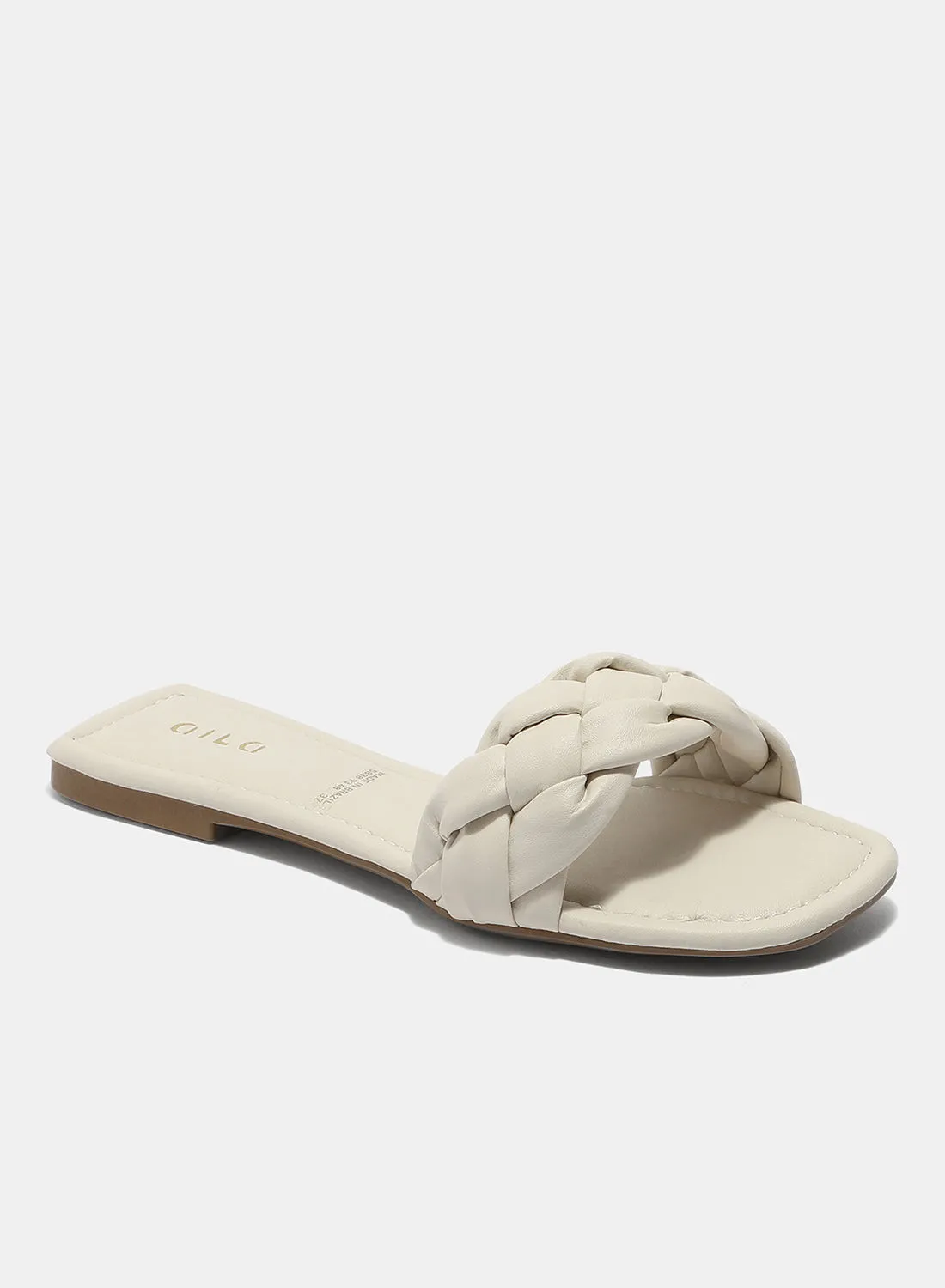 Aila Casual Plain Flat Sandals Off White