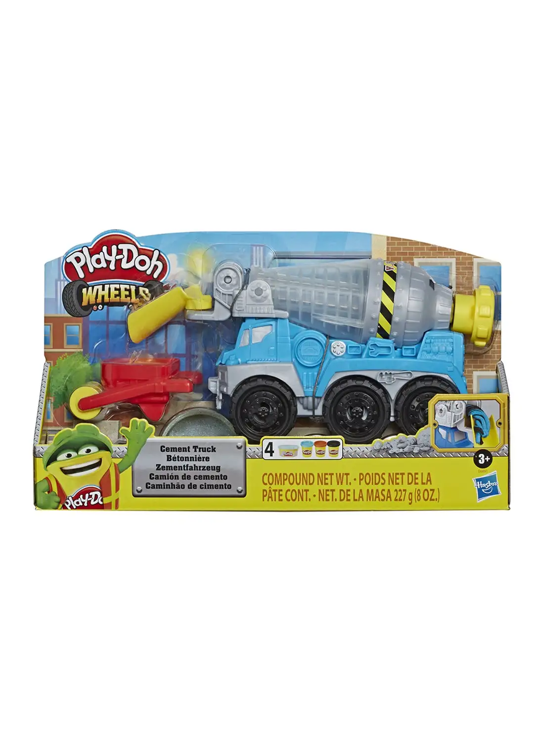 Play-Doh Play-Doh Wheels Cement Truck Toy For Kids Ages 3 And Up With Non-Toxic Play-Doh Cement-Colored Buildin Compound Plus 3 Colors ‎8x38x21cm