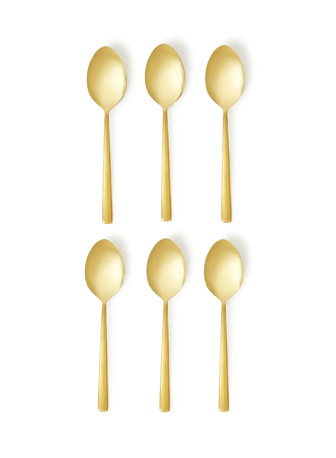 noon east 6 Piece Teaspoons Set - Made Of Stainless Steel - Silverware Flatware - Spoons - Spoon Set - Tea Spoons - Serves 6 - Design Gold Spade