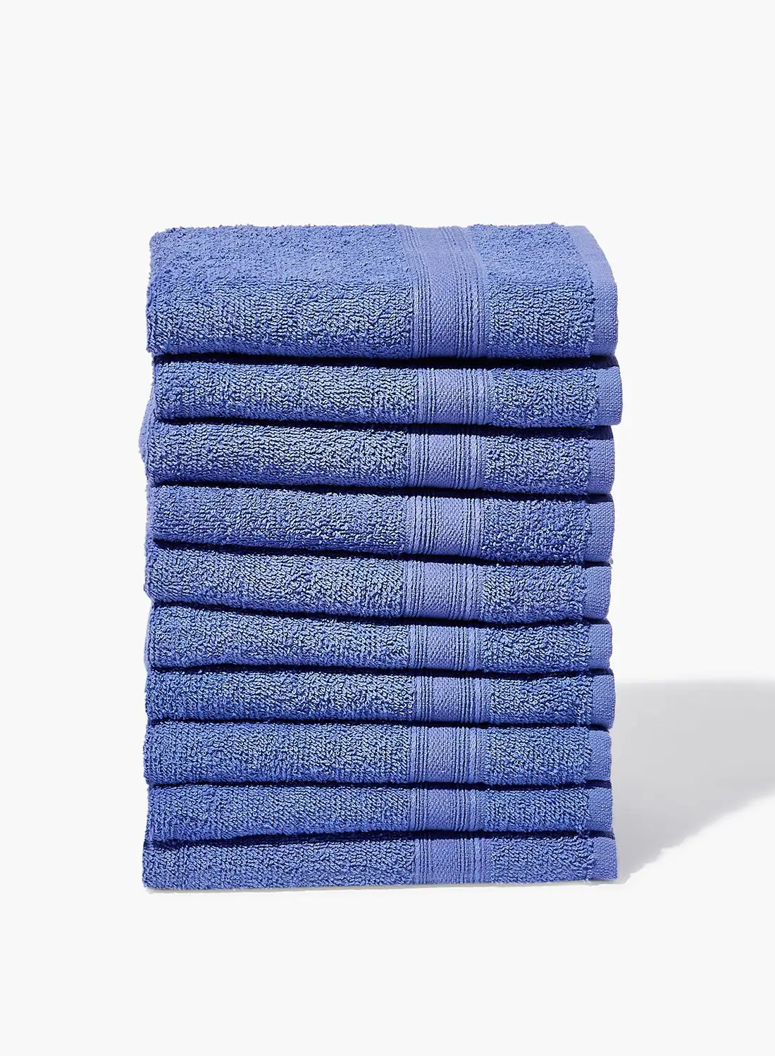 Amal 10 Piece Bathroom Towel Set - 400 GSM 100% Cotton Terry - 10 Face Towel - Periwinkle Color -Quick Dry - Super Absorbent