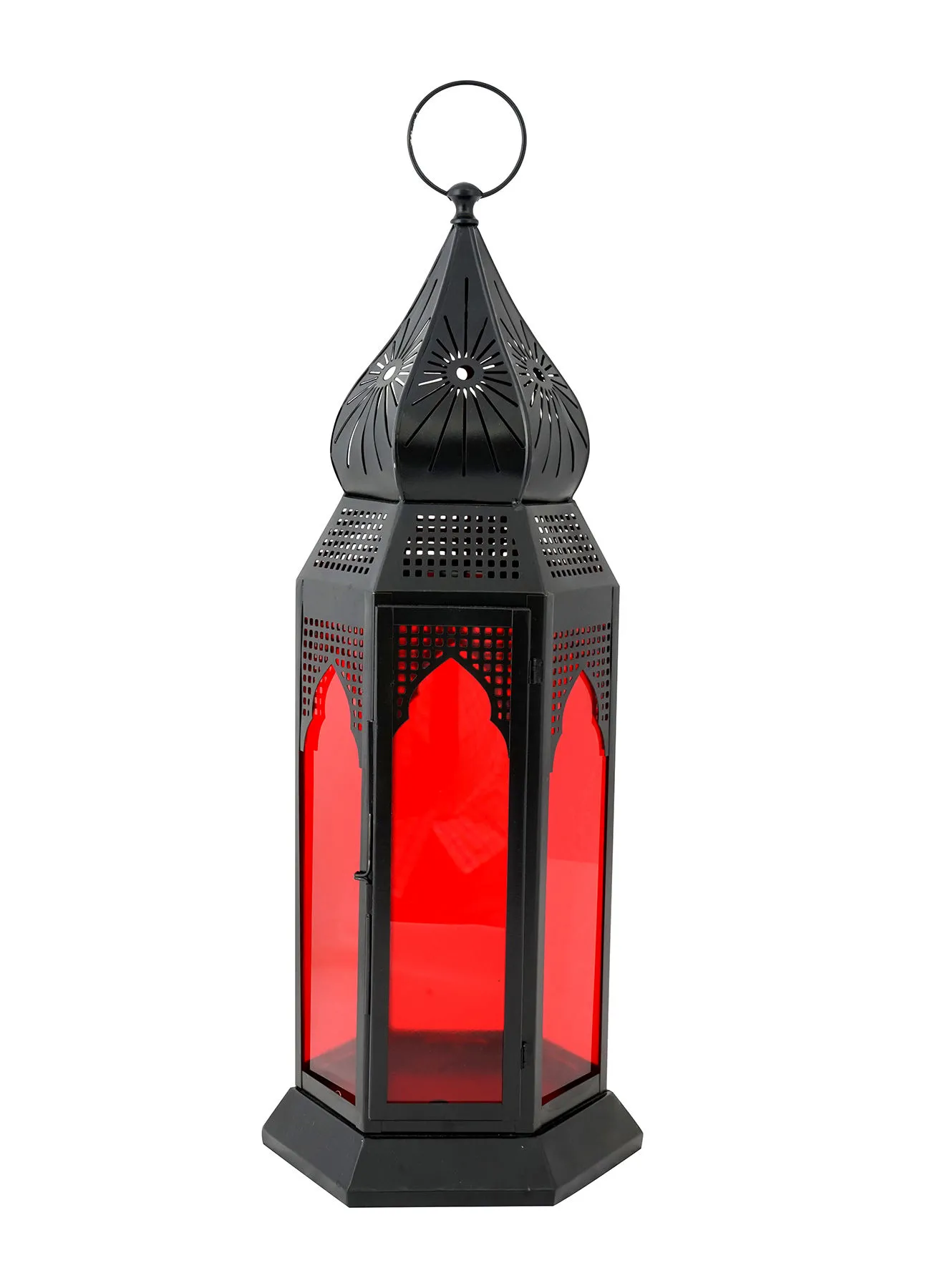 ebb & flow Modern Ramadan Candle Lantern With Glass Unique Luxury Quality Scents For The Perfect Stylish Home Black 23 x 23 x 54centimeter