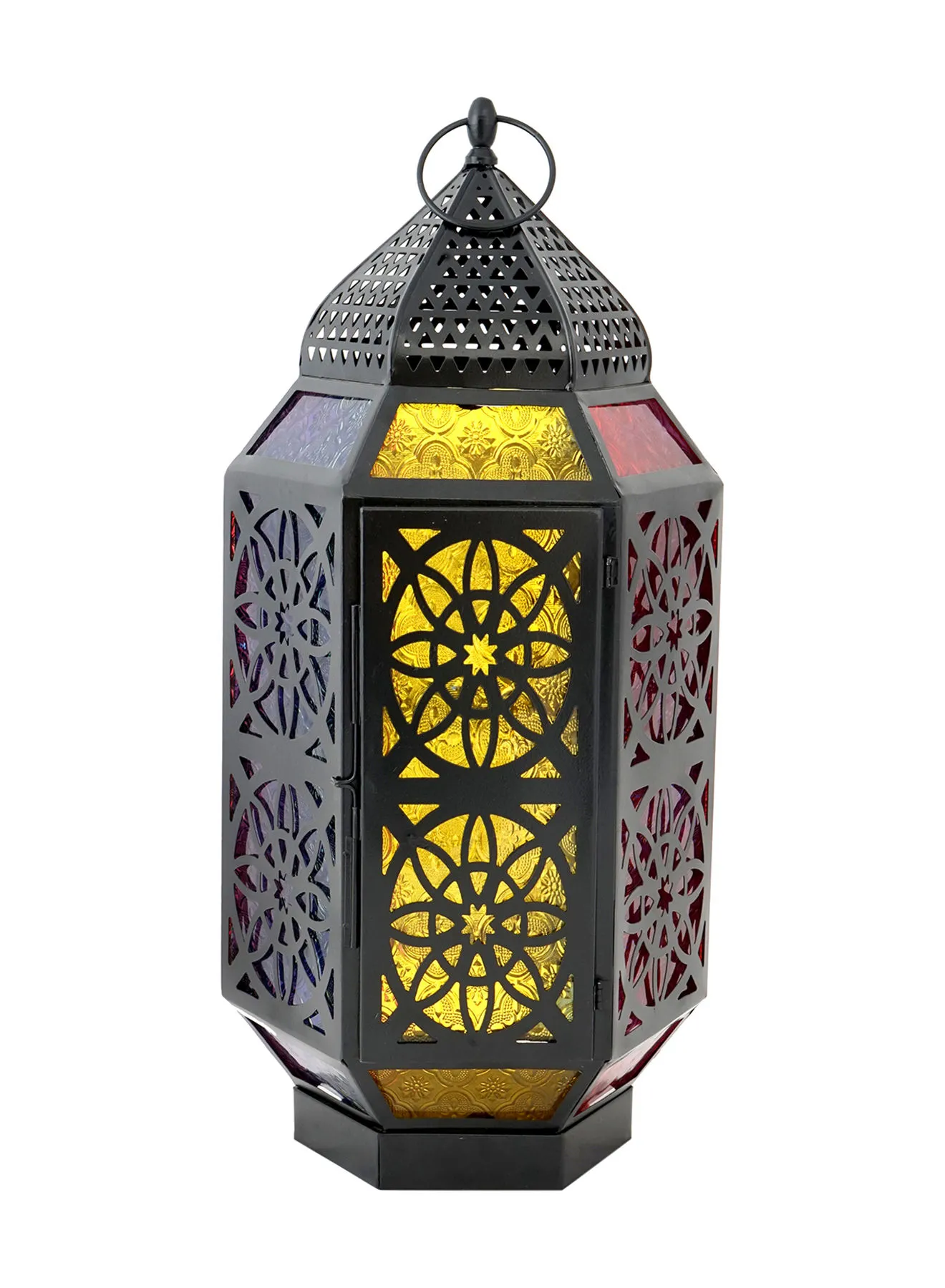 Ebb & Flow فانوس شمع رمضان الحديث مع زجاج برائحة فريدة وفاخرة وفاخرة لمنزل أنيق ومثالي أسود 24 x 24 x 54centimeter