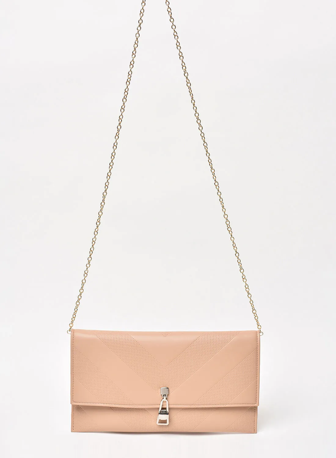 Jove Textured Pattern Chain Strap Crossbody Bag Light Brown