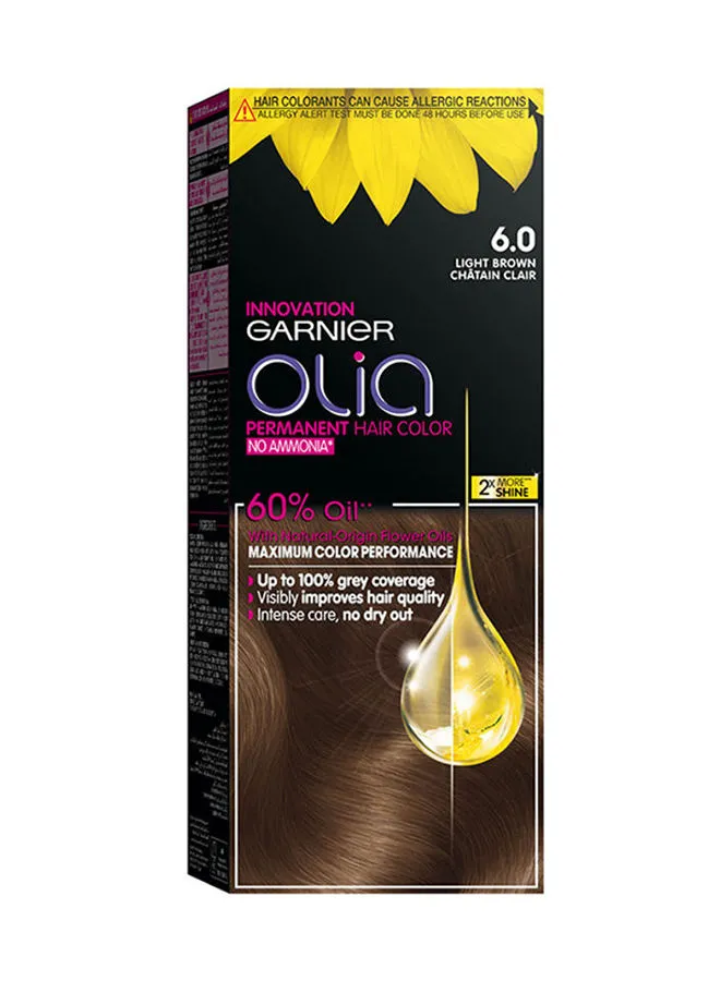 GARNIER Olia No Ammonia Permanent Haircolor Powered Color 6.0 Light Brown