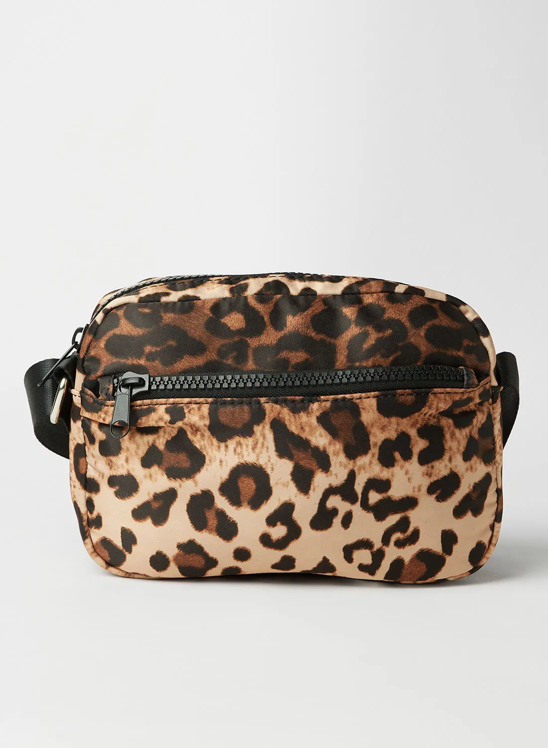PIECES Maura Leopard Print Crossbody Bag Black-Leo