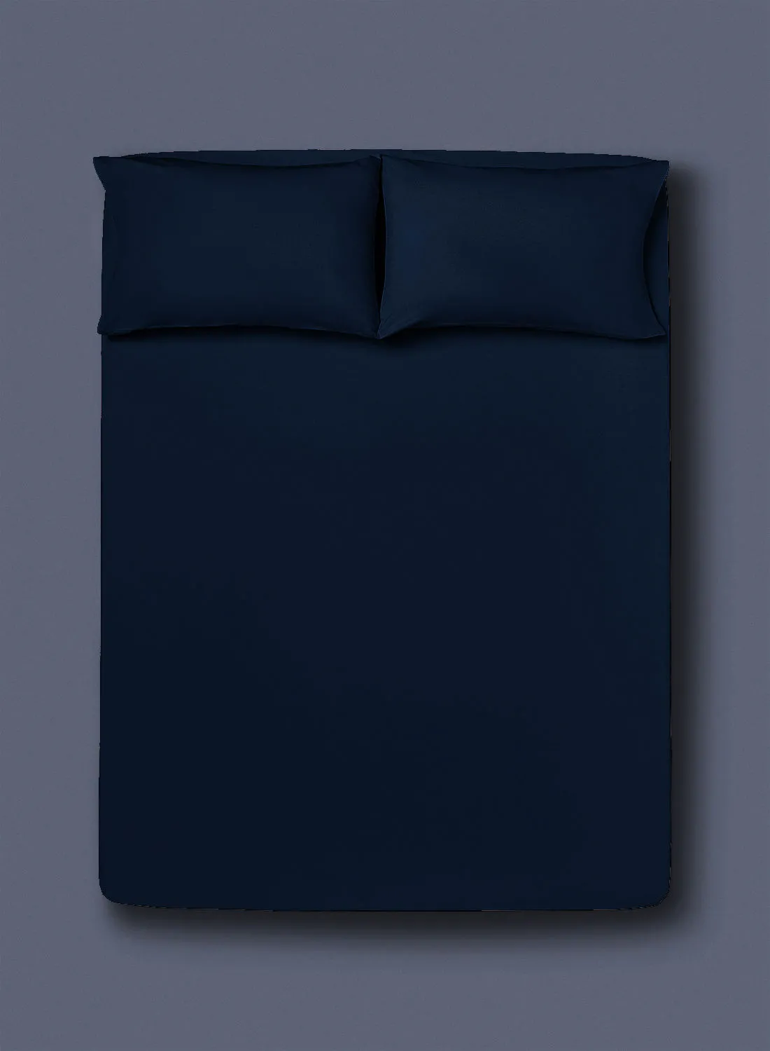 Amal Fitted Bedsheet Set Twin Size  100% Cotton High Quality Light Weight Everyday Use 180 TC 1 Bed Sheet And 2 Pillow Cases Navy Blue Color