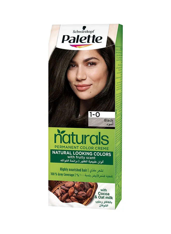 Palette Natural Permanent Cream Hair Colour 1-0, Black 110ml