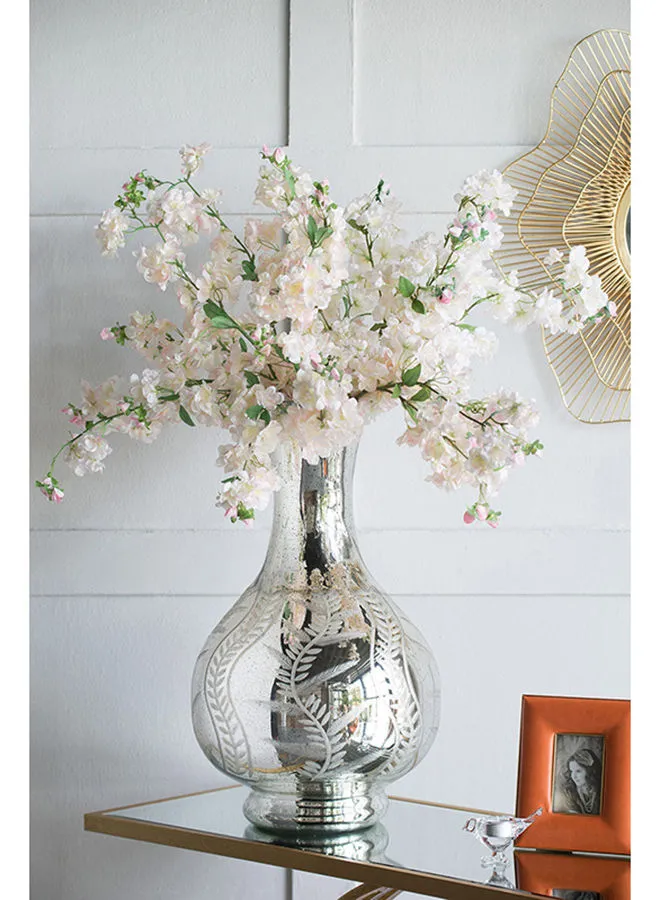 مزهرية زهور بتصميم عصري مثالي من ebb & flow فضية فريدة من نوعها ذات جودة فاخرة لمنزل أنيق ومثالي فضي 35 × 35 × 62.5 سم