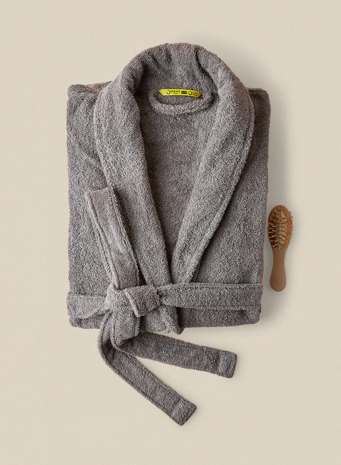 noon east Bathrobe - 380 GSM 100% Cotton Terry Silky Soft Spa Quality Comfort - Shawl Collar & Pocket - Mountain Grey Color - 1 Piece