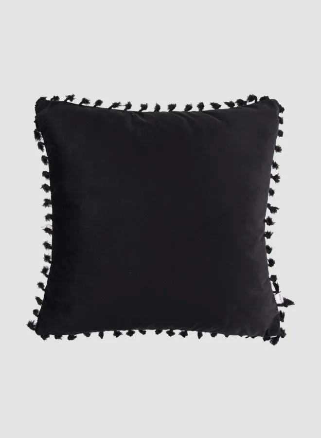 ebb & flow Velvet Tassel Cushion, Unique Luxury Quality Decor Items for the Perfect Stylish Home Black 45 x 45cm