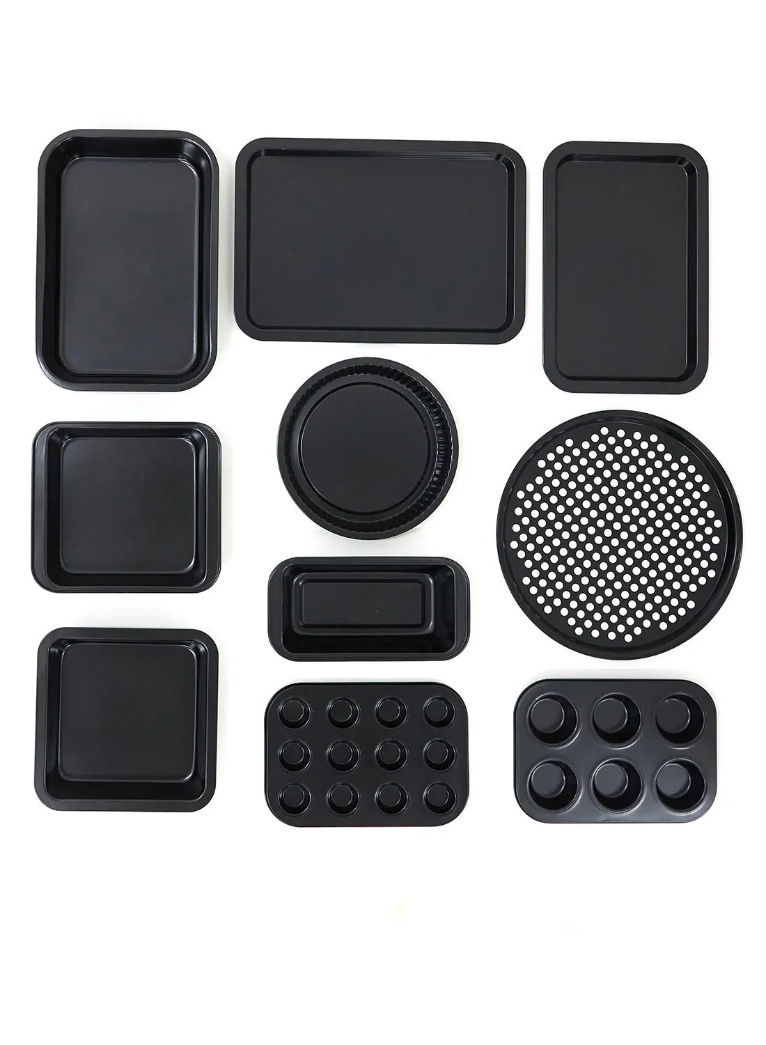 noon east 10 Piece Oven Pan Set - Made Of Carbon Steel - Baking Pan - Oven Trays - Cake Tray - Oven Pan - Cake Mold - Black