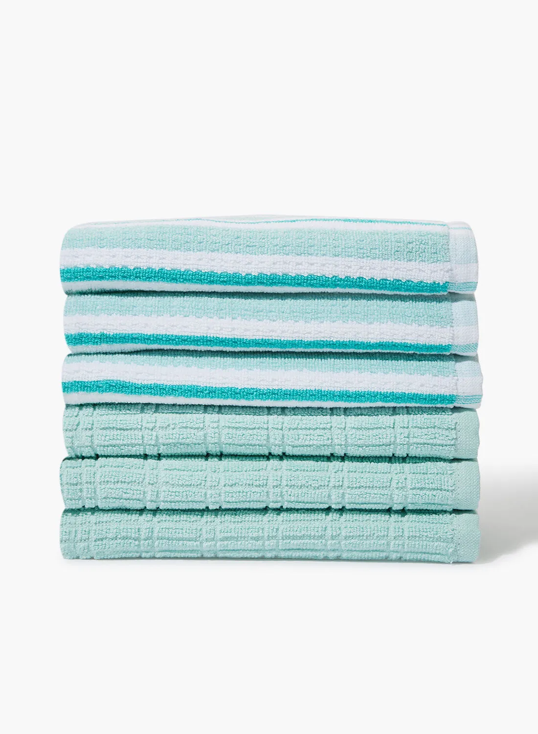 Amal 6 Pack Home Essential Everyday Kitchen towels - 393 GSM 100% Cotton Solid And Yarn Dyed (38x63 cm) - Aqua Color