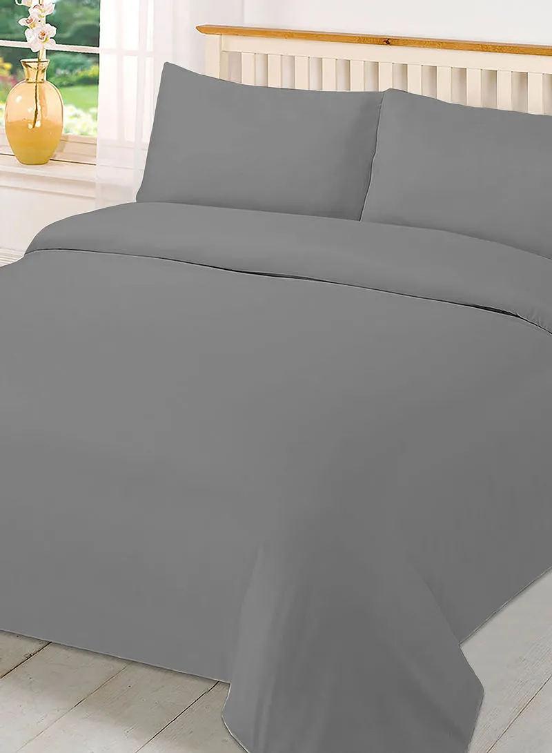 noon east Duvet Cover With Pillow Cover 50X75 Cm, Comforter 200X200 Cm, - For Queen Size Mattress - Dark Grey 100% Cotton