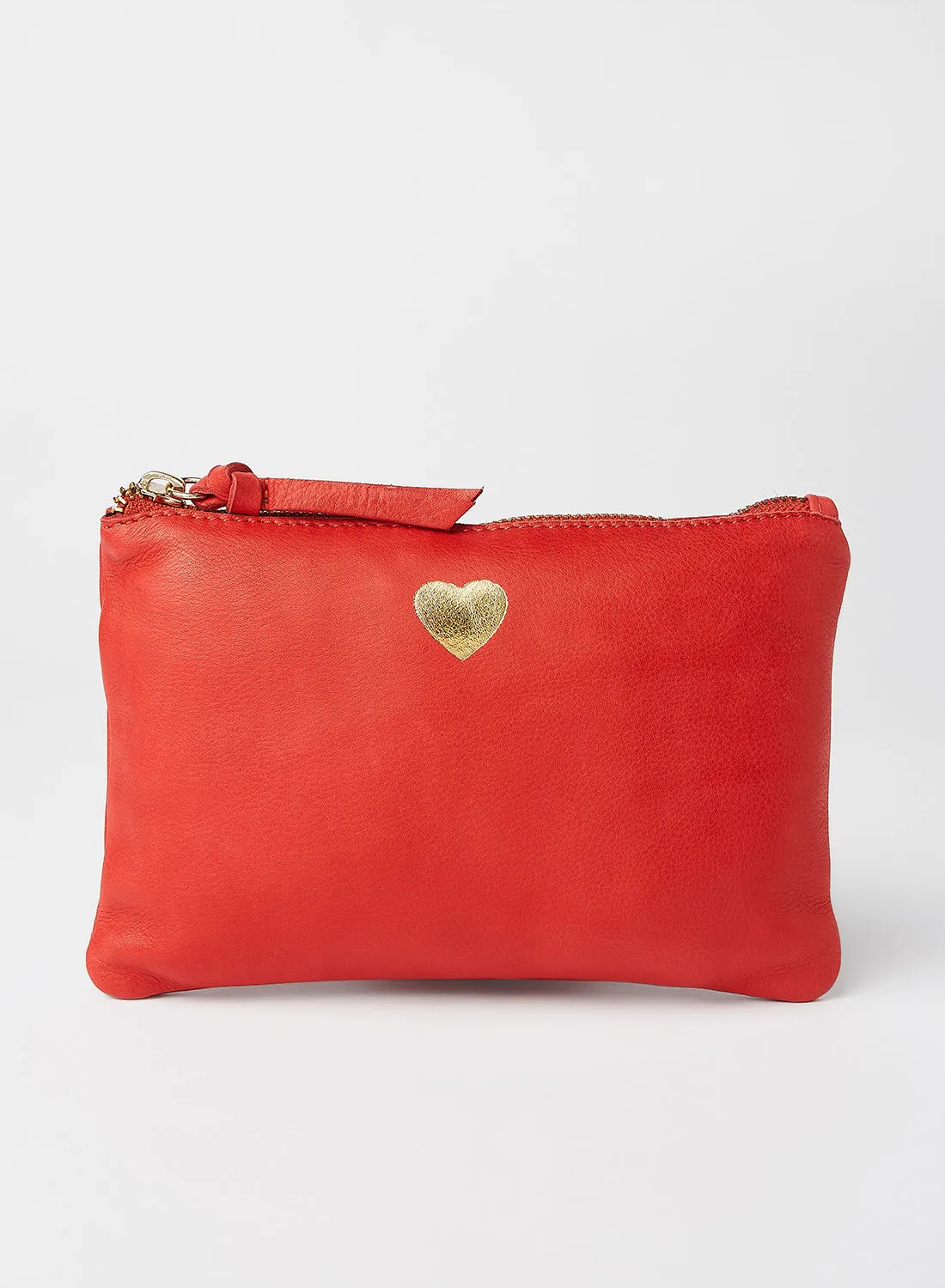 PIECES Talli Leather Clutch Tango Red
