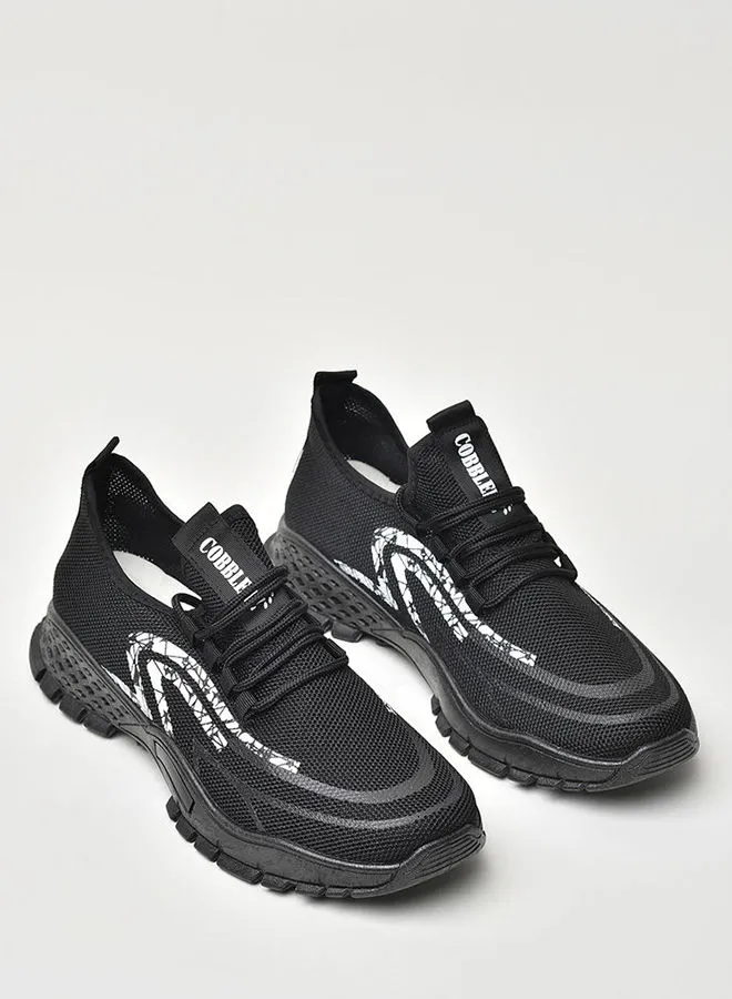 Cobblerz Men's Lace-Up Low Top Sneakers Black/White