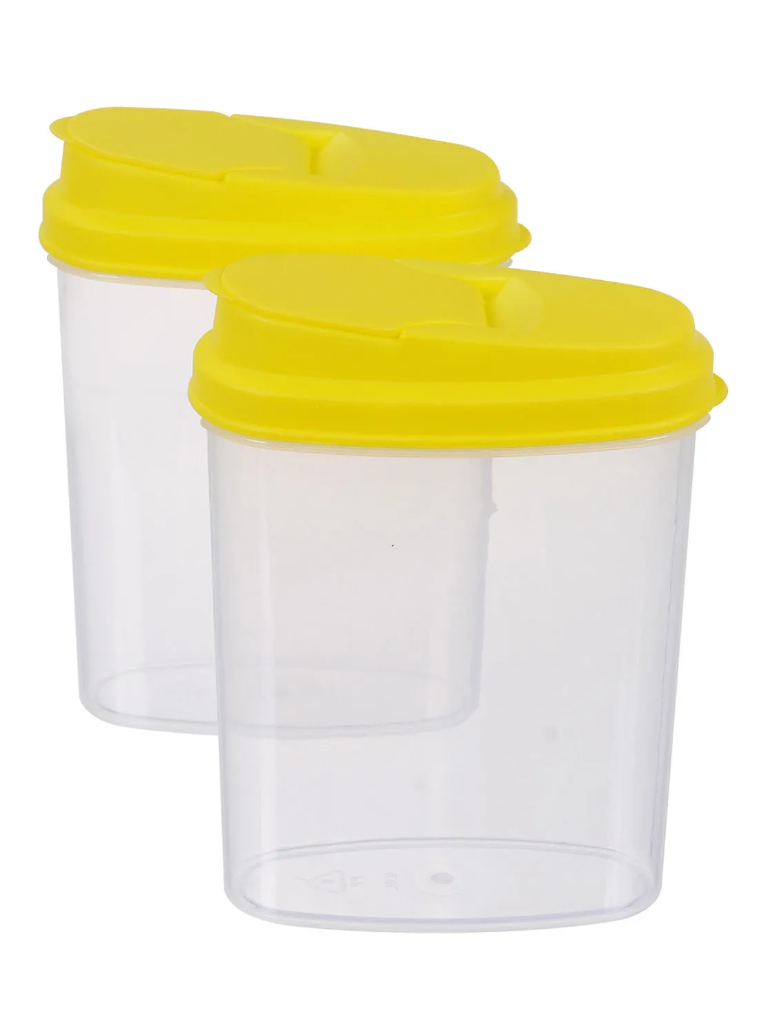 Amal 2 Piece Plastic Food Container Set - Easy Pour Lids - Food Storage Box - Storage Boxes - Kitchen Cabinet Organizers - Yellow