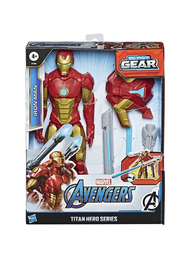 MARVEL Marvel Avengers Titan Hero Series Blast Gear Iron Man Action Figure, 12-Inch Toy, With Launcher, 2 Accessories And Projectile, Ages 4 And Up 12inch