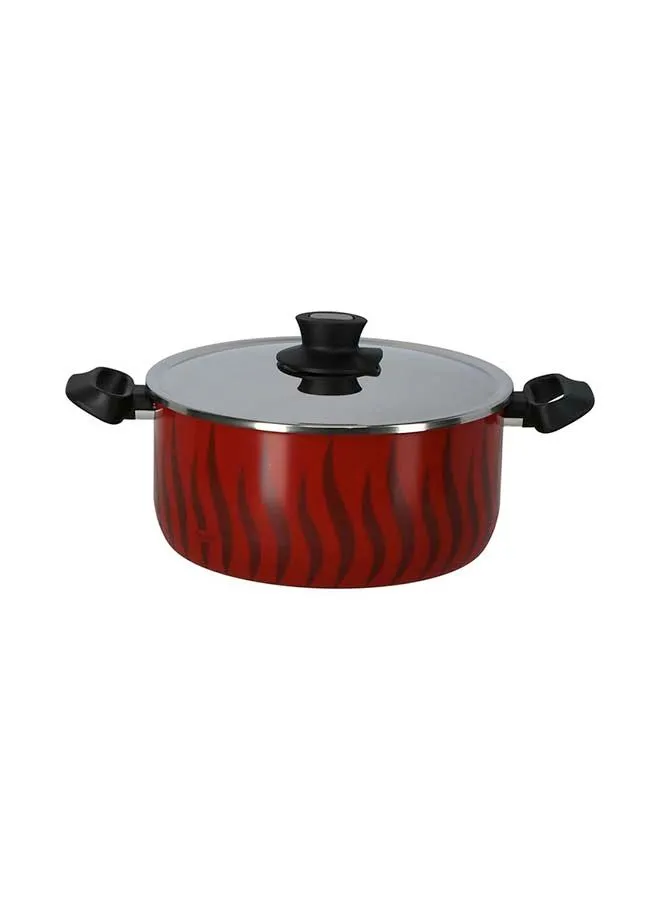 Tefal Aluminium Non-Stick G6 Tempo Flame Dutch Oven With SS Lid أحمر / أسود / فضي 28 سم