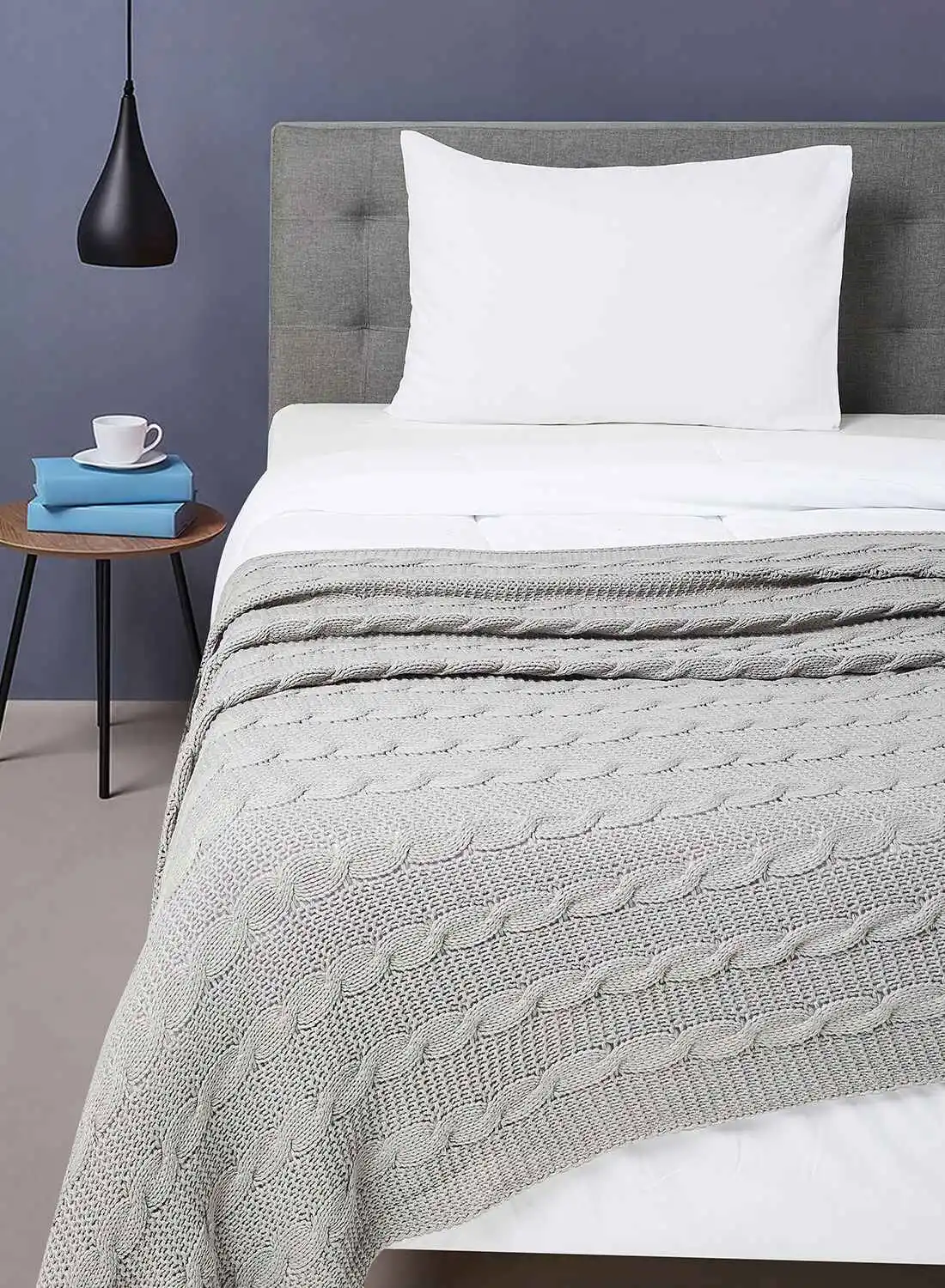noon east Lightweight Summer Blanket Queen Size 400 GSM Soft Knitted All Season Blanket Bed And Sofa Throw 150x200 cms Grey