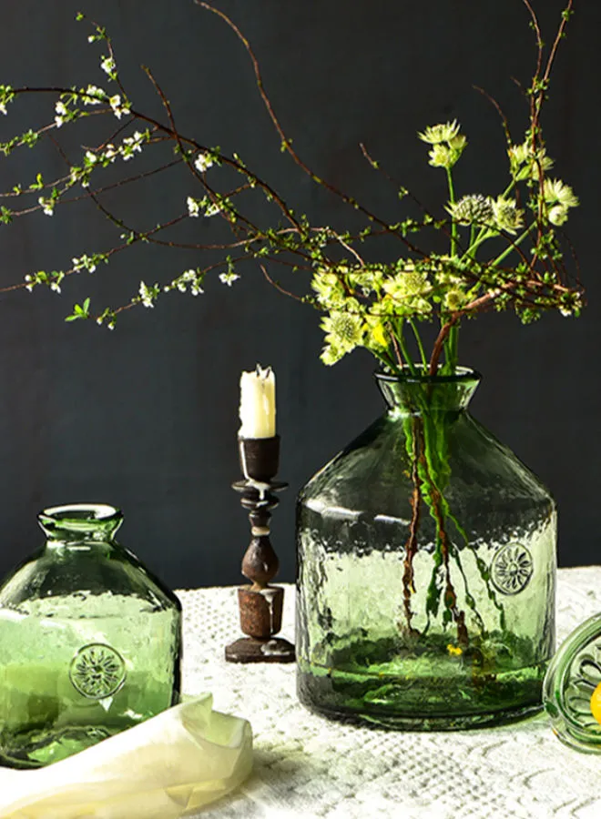 تبديل مزهرية زهور زجاجية حديثة مصنوعة يدويًا مواد ذات جودة فاخرة فريدة للمنزل الأنيق المثالي BX1723YLG أخضر 23 سم
