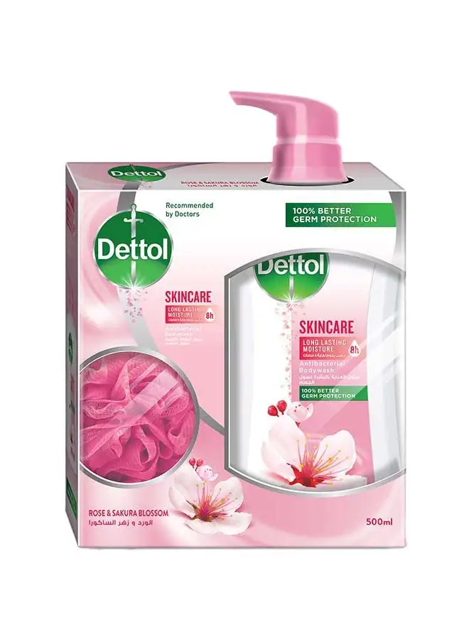 Dettol Skincare Anti-Bacterial Body Wash With Scrubber white 500ml