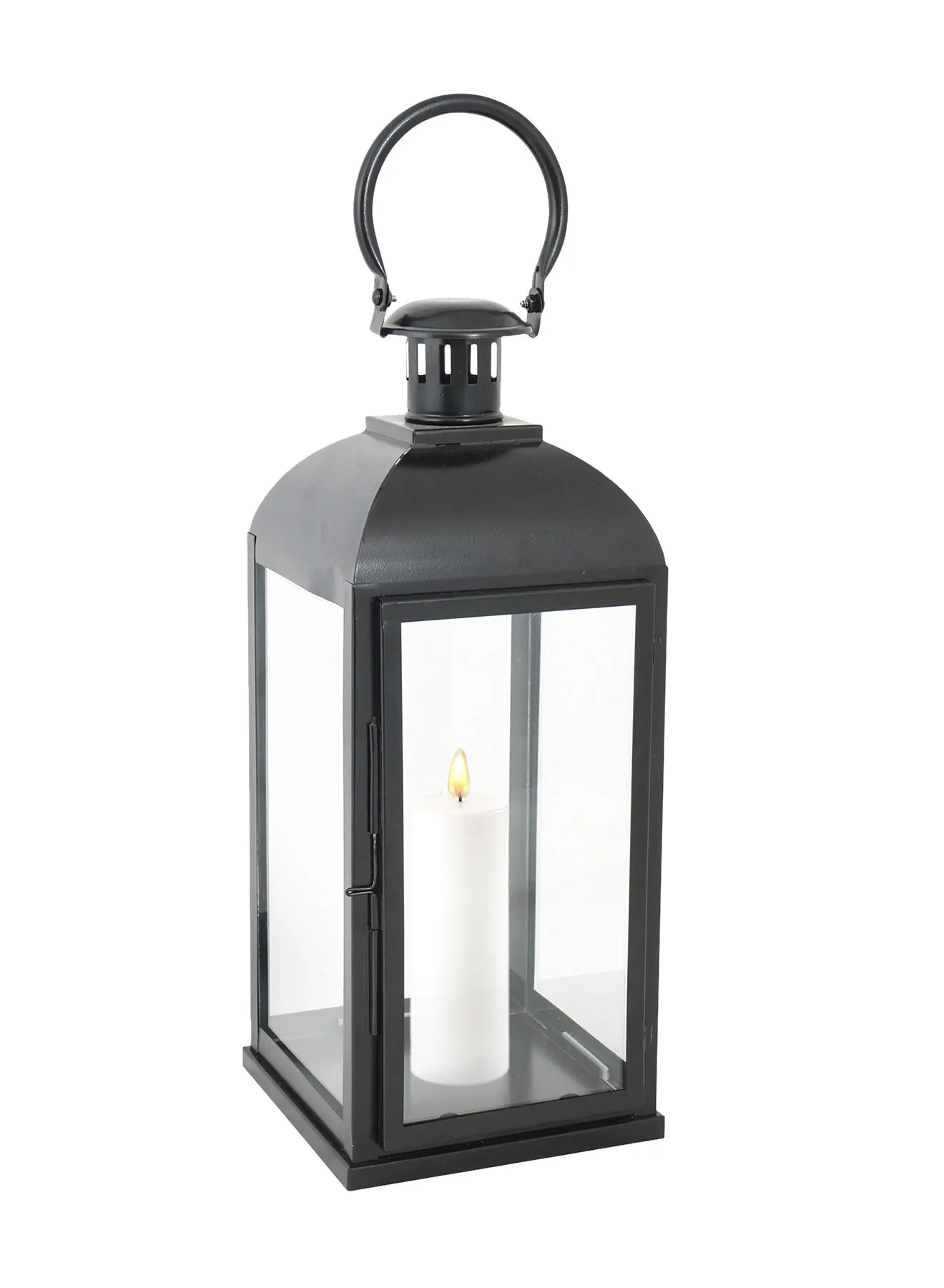 ebb & flow Modern Ramadan Candle Lantern With Glass Unique Luxury Quality Scents For The Perfect Stylish Home Black 16.5 x 16.5 x 40centimeter