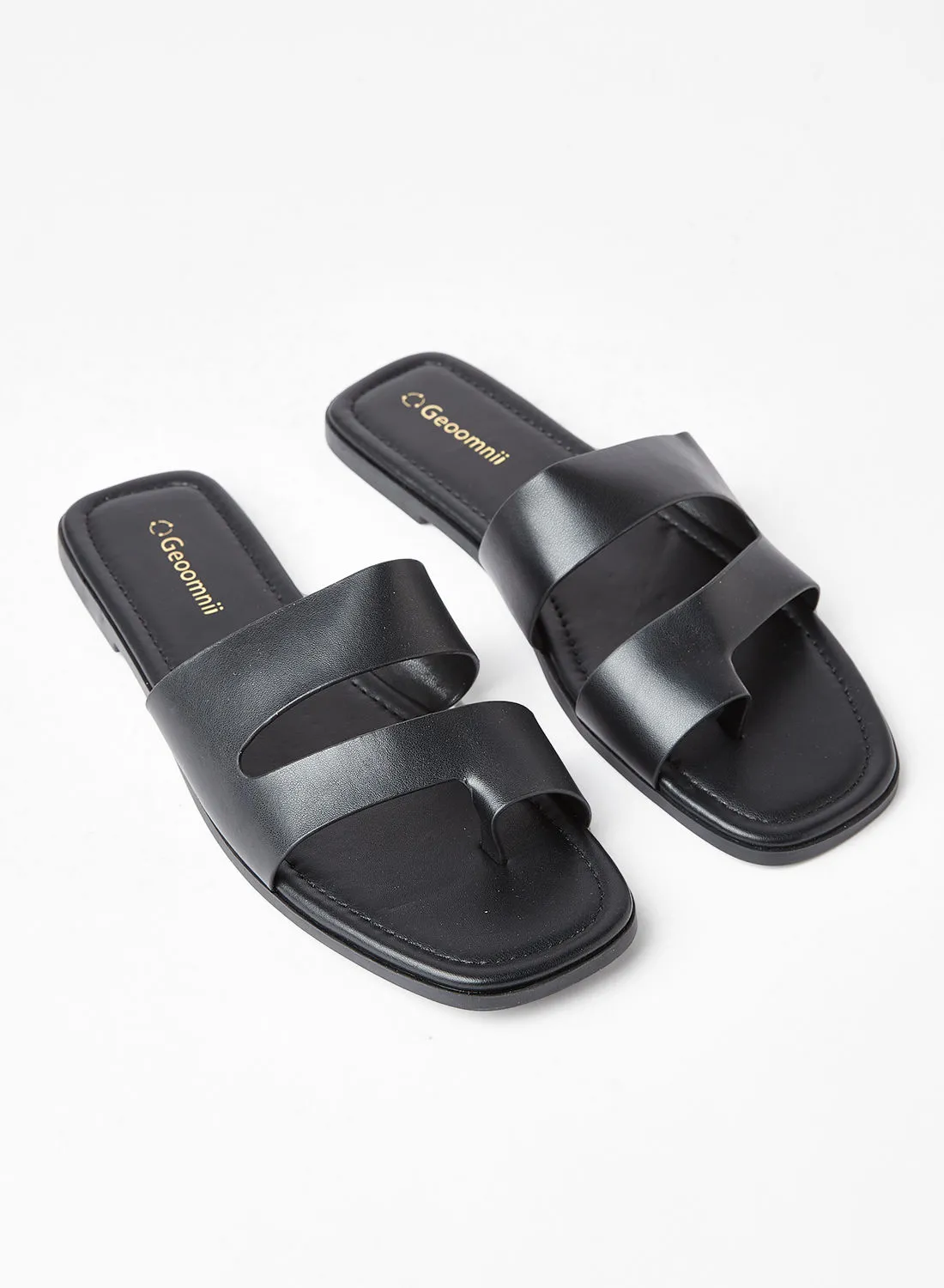 Geoomnii Comfortable Footbed Trendy Flat Sandals Preili Black