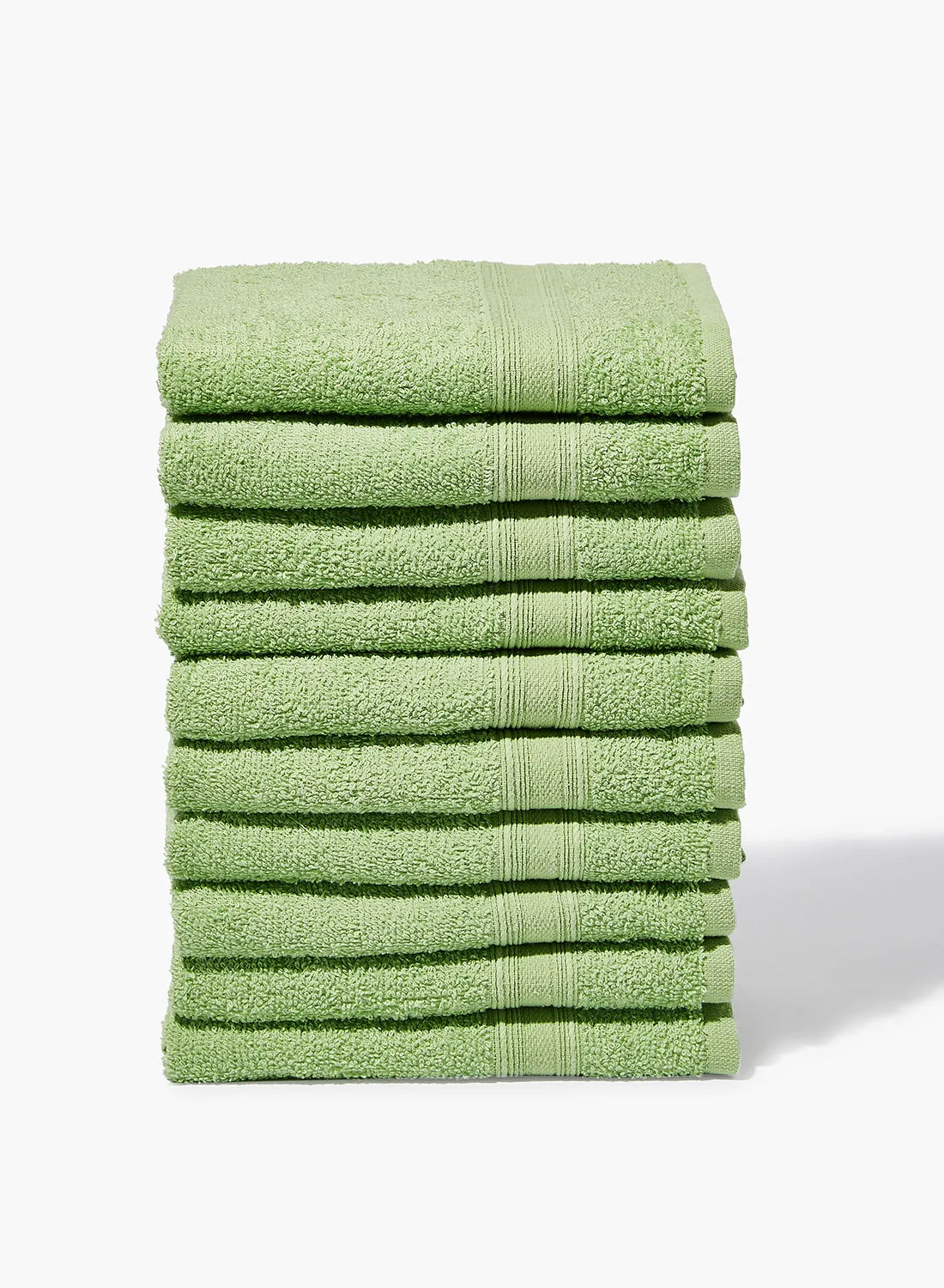 Amal 10 Piece Bathroom Towel Set - 400 GSM 100% Cotton Terry - 10 Face Towel - Green_Apple Color -Quick Dry - Super Absorbent