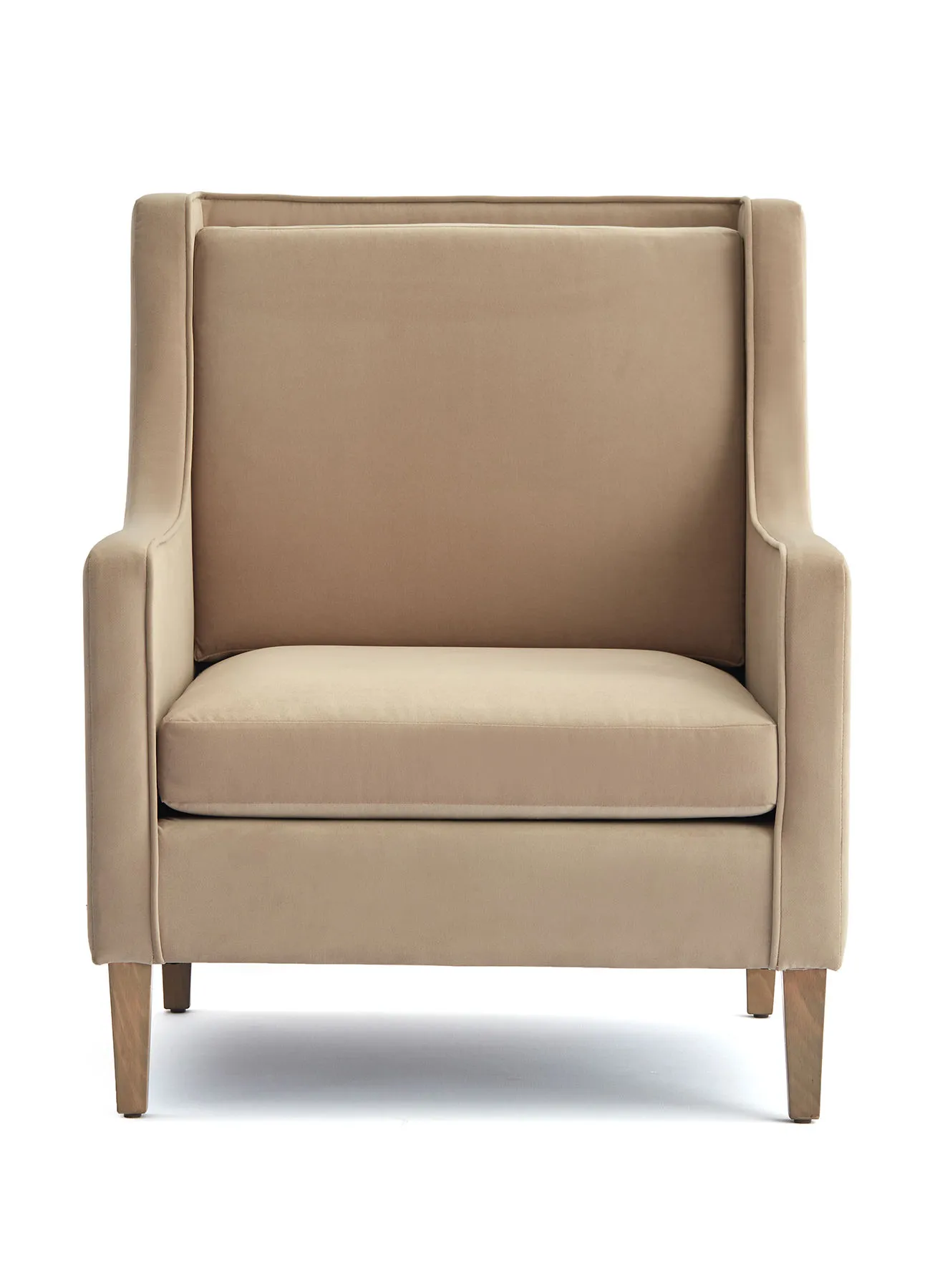 ebb & flow Armchair Luxurious - Upholstered Fabric Greyish Brown Wood Couch - 760 X 885 X 940 - Relaxing Sofa