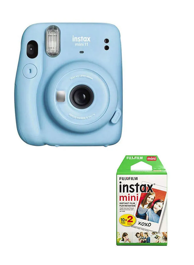 FUJIFILM Instax Mini 11 Instant Film Camera With Pack Of 20 Film Blue