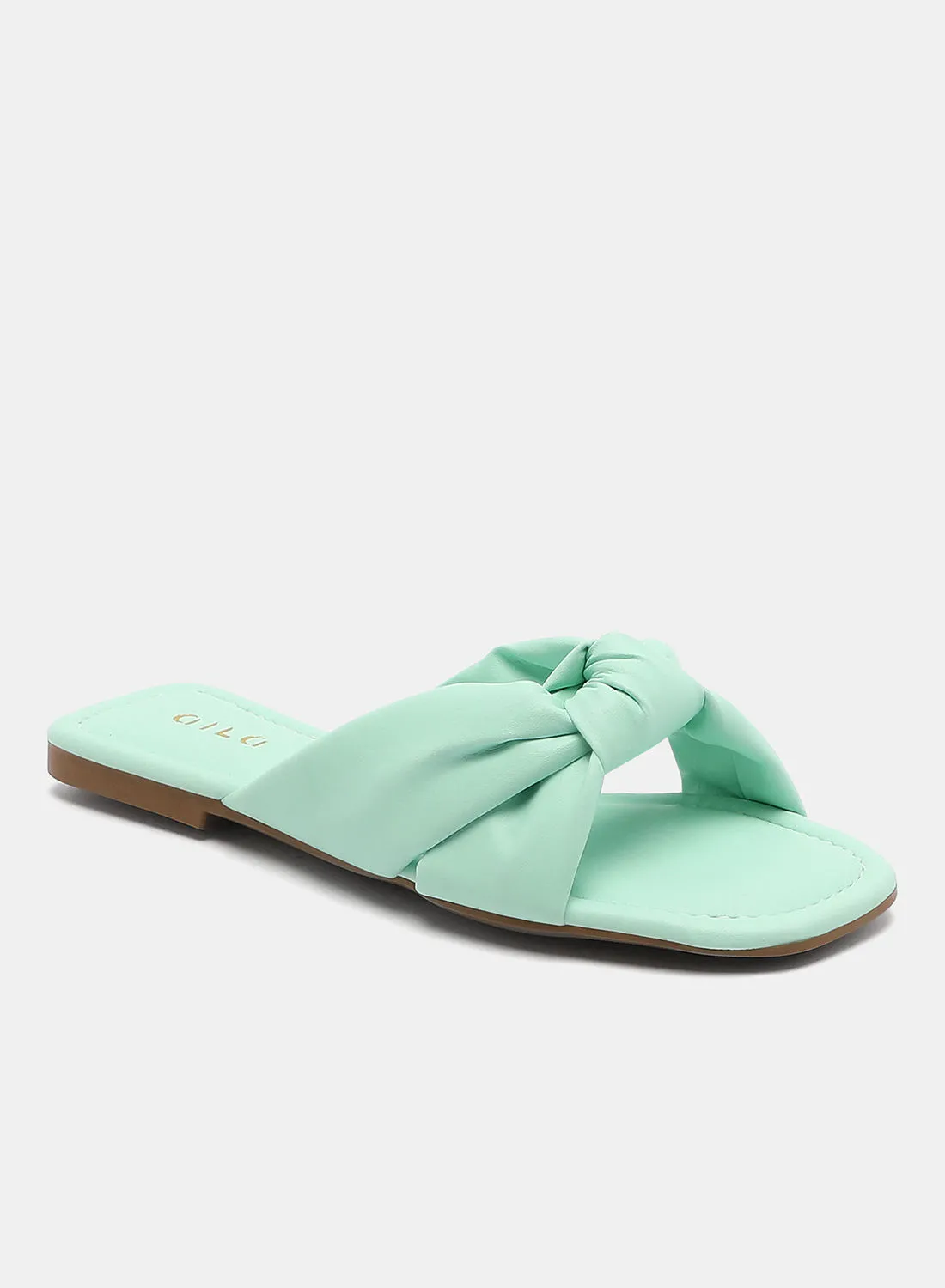Aila Casual Plain Flat Sandals Mint