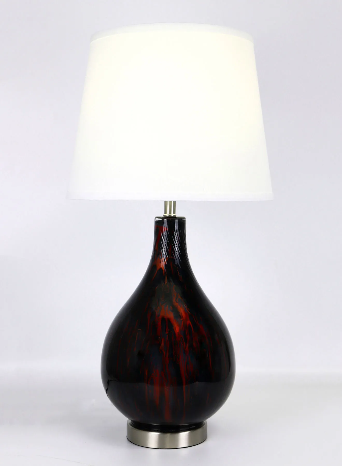 مصباح طاولة زجاجي بتصميم عصري من ebb & flow مادة فاخرة فريدة من نوعها ذات جودة عالية لمنزل أنيق مثالي RSN71054-A برتقالي / أسود 13 × 24.5