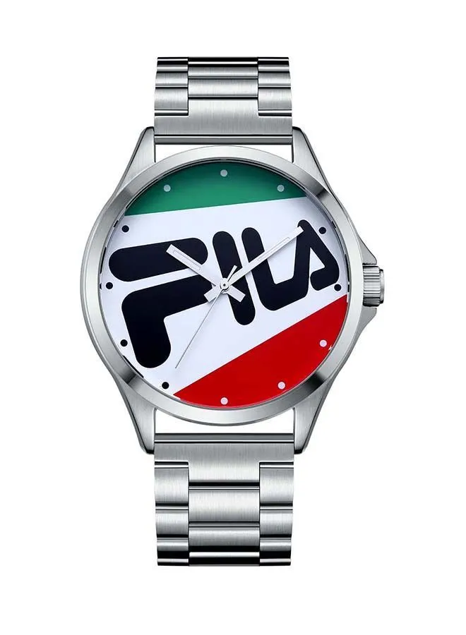 FILA Analog Watch For Men Stainless Steel Case White, Red and Green  Logo Display Stainless Steel Bracelet