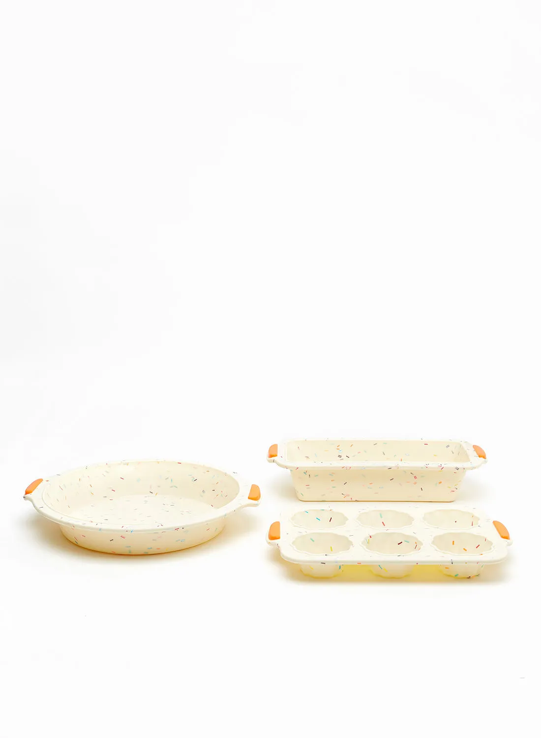 noon east 3 Piece Oven Pan Set - Made Of Silicone - Baking Pan - Oven Trays - Cake Tray - Oven Pan - Cream/Sprinkles
