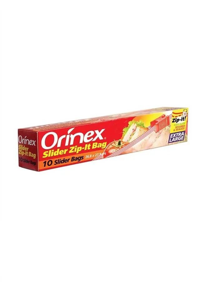 Orinex 10 Piece Extra Large Slider Zip It Bag Set Clear 26.8x27.9cm