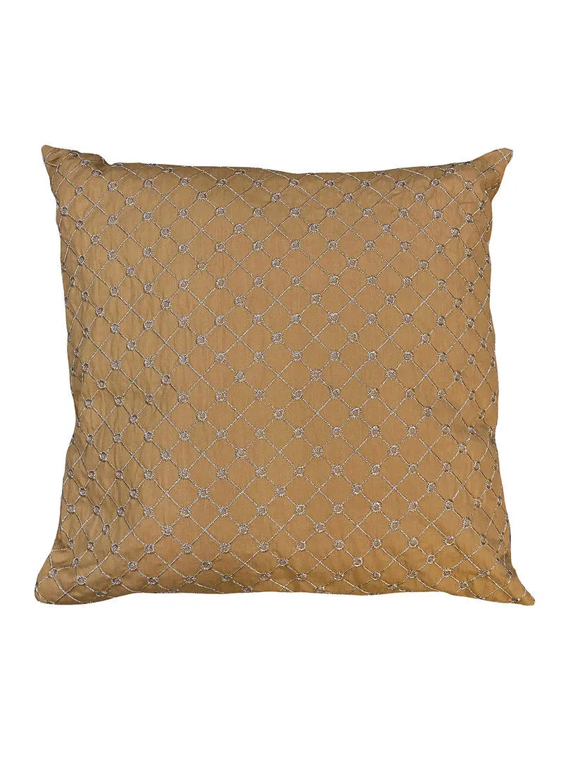 noon east Decorative Cushion , Size 45X45 Cm Brown - 100% Cotton Cover Microfiber Infill Bedroom Or Living Room Decoration