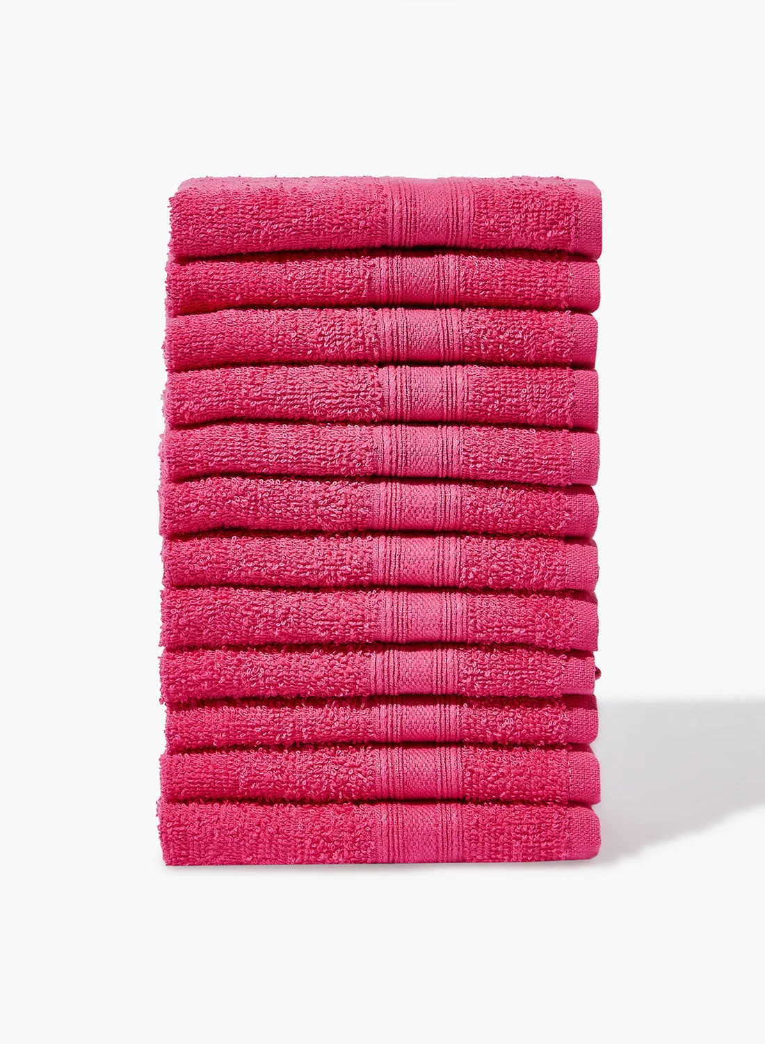 Amal 12 Piece Bathroom Towel Set - 400 GSM 100% Cotton Terry - 12 Face Towel - Fuchsia Color -Quick Dry - Super Absorbent