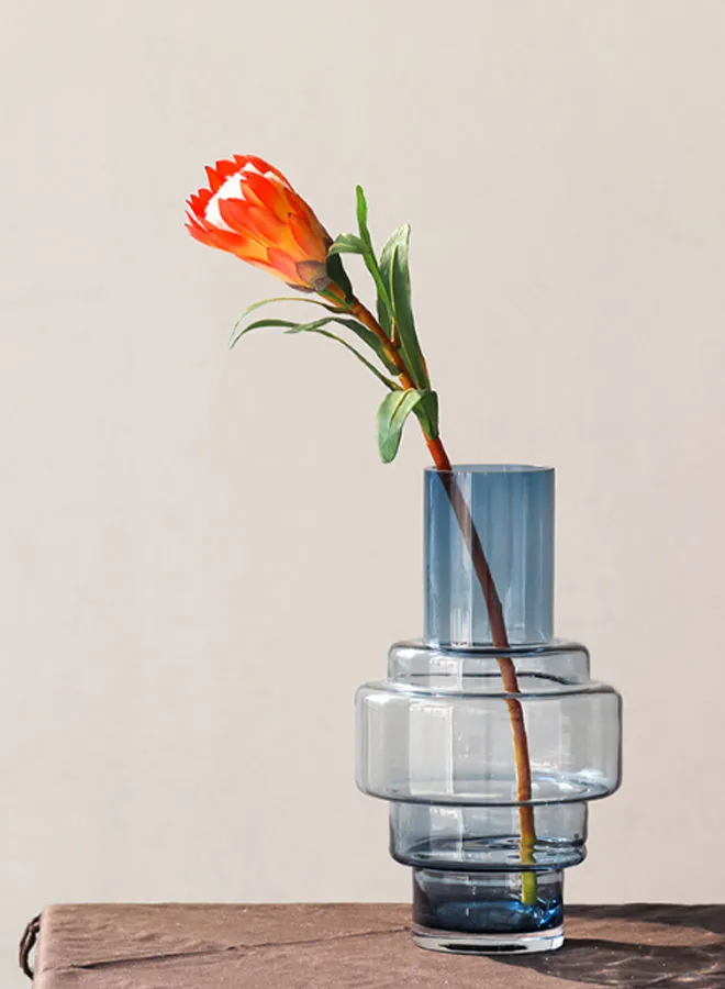 تبديل مزهرية زهور زجاجية مصنوعة يدويًا مواد ذات جودة فاخرة فريدة للمنزل الأنيق المثالي BXGJ20101431 / BXB أزرق 30 سم