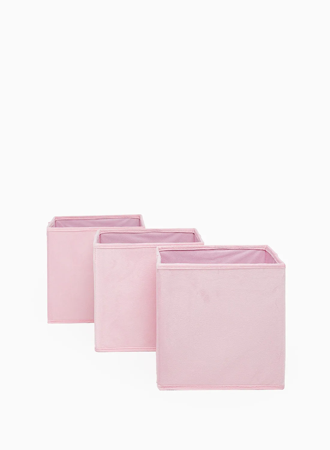 Amal 3 Pack Foldable Cube Storage Bin For Clothes Storage In Closet, Easy Collapsible, Sturdy Fabric, Home Or Office Use, Easy To Carry And Space Saver pink 25X25X25cm
