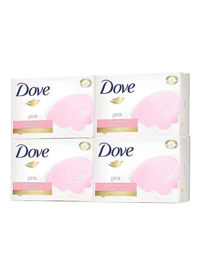 Dove Moisturising Soap Bar Nourishing Formula For All Skin Types With One Fourth Moisturising Cream, Pack Of 4 Pink 125grams