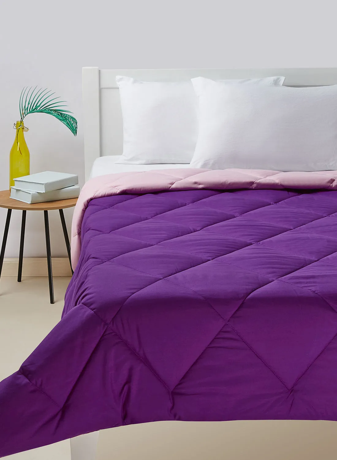 Amal Comforter King Size All Season Everyday Use Bedding Set Extra Soft Microfiber Single Piece Reversible Comforter   Purple/Blush