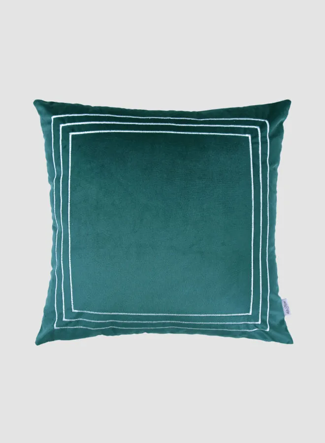 ebb & flow Velvet Cushion  with Embroidery, Unique Luxury Quality Decor Items for the Perfect Stylish Home Green 45 x 45cm