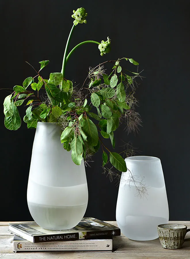 مزهرية زهور زجاجية حديثة مصنوعة يدويًا من ebb & flow مادة فاخرة فريدة من نوعها ذات جودة عالية للمنزل الأنيق المثالي SVB71040 أبيض 23 سم